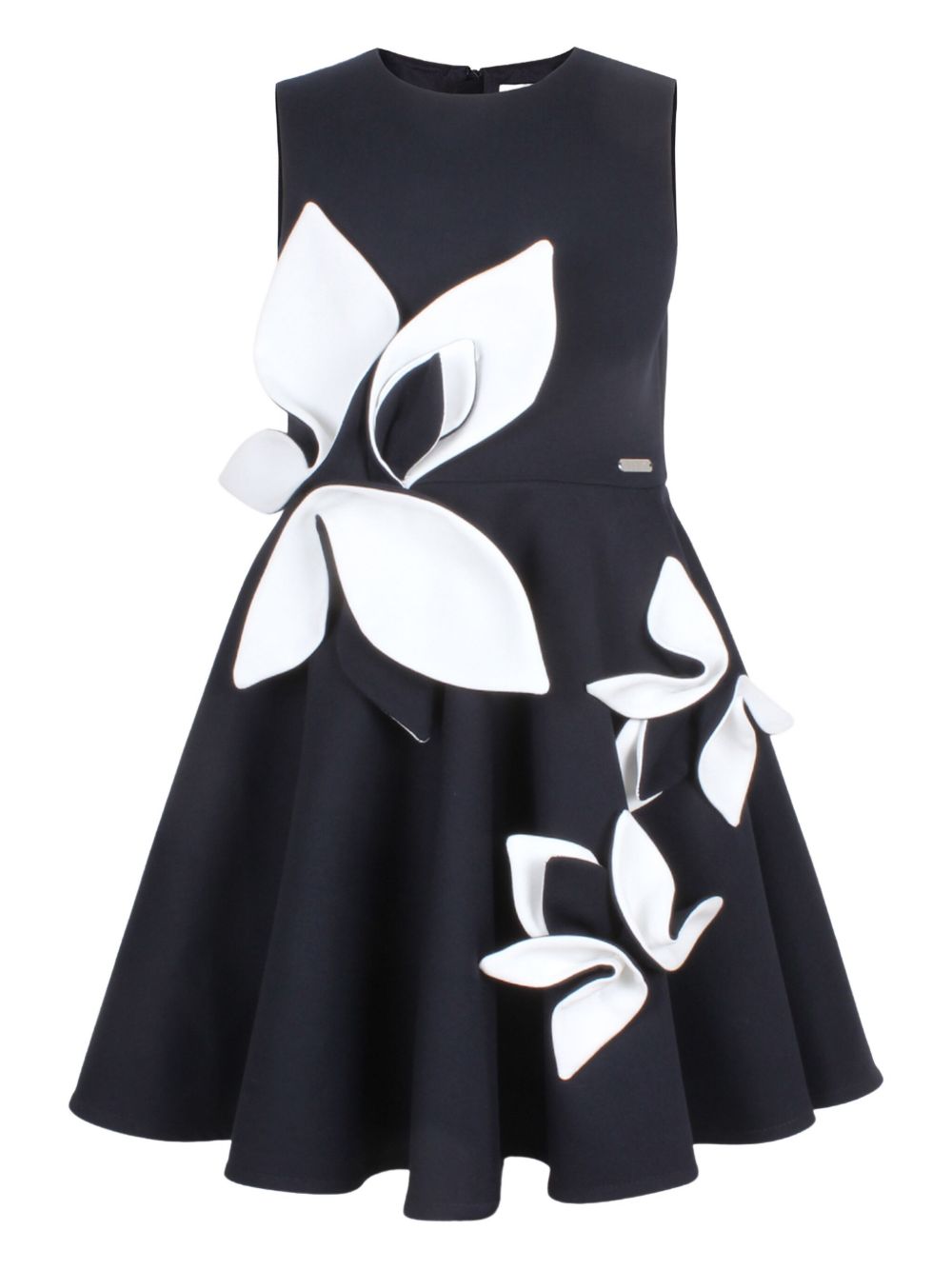 Floral-appliqué skater dress - Blue