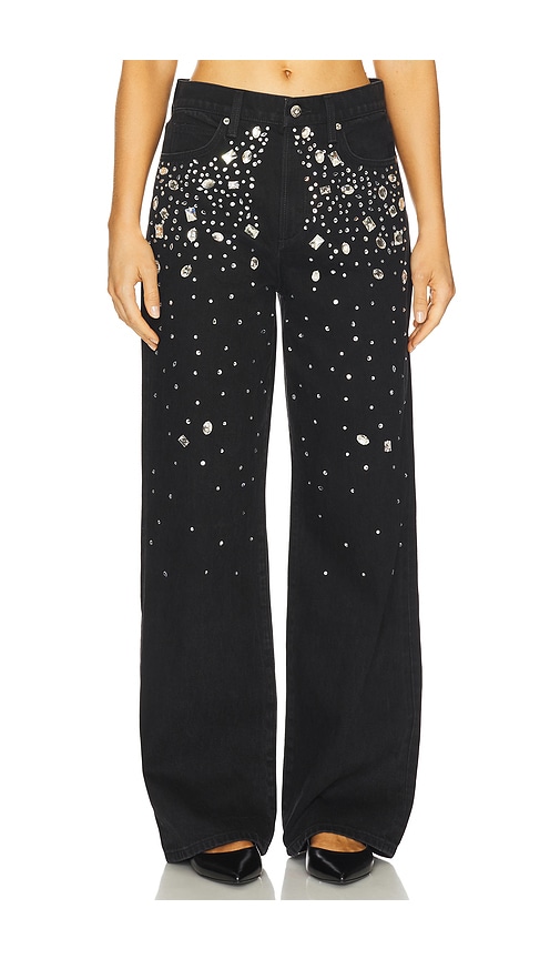 Joe's Jeans The Harlowe Stone Embellished Wide Leg Jeans in Black. - 24 also , 26, 27