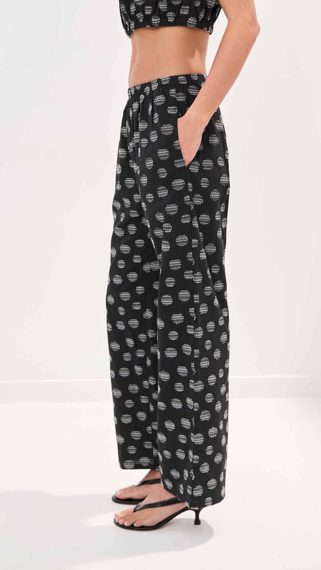 Camille Jacquard Dot Pants Black/White