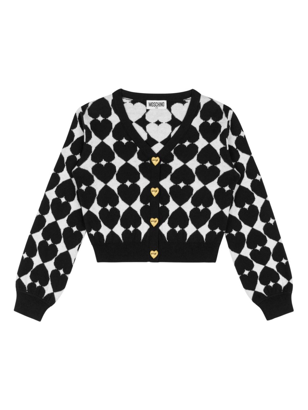 Heart embroidery cardigan - Black