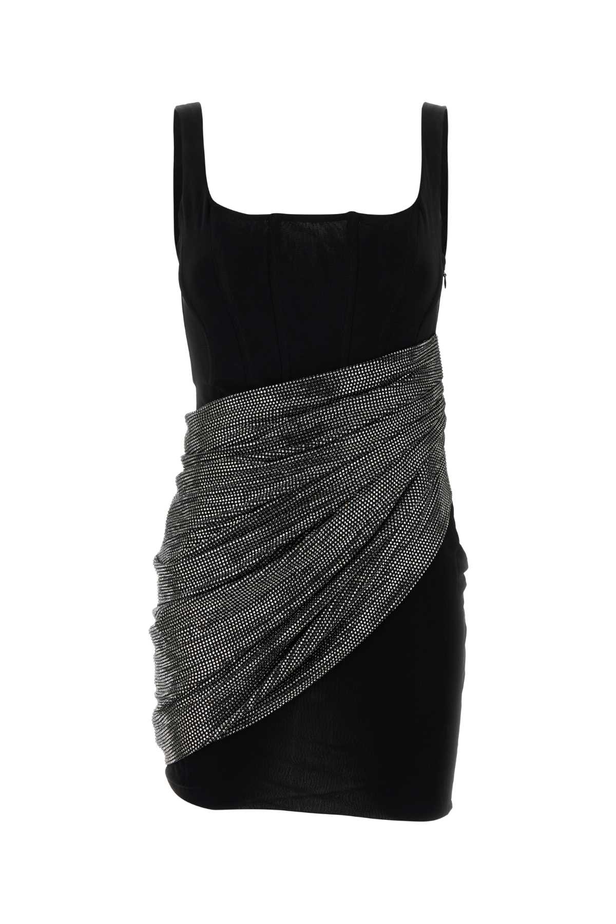 Embellished Asymmetric Dress — Black
