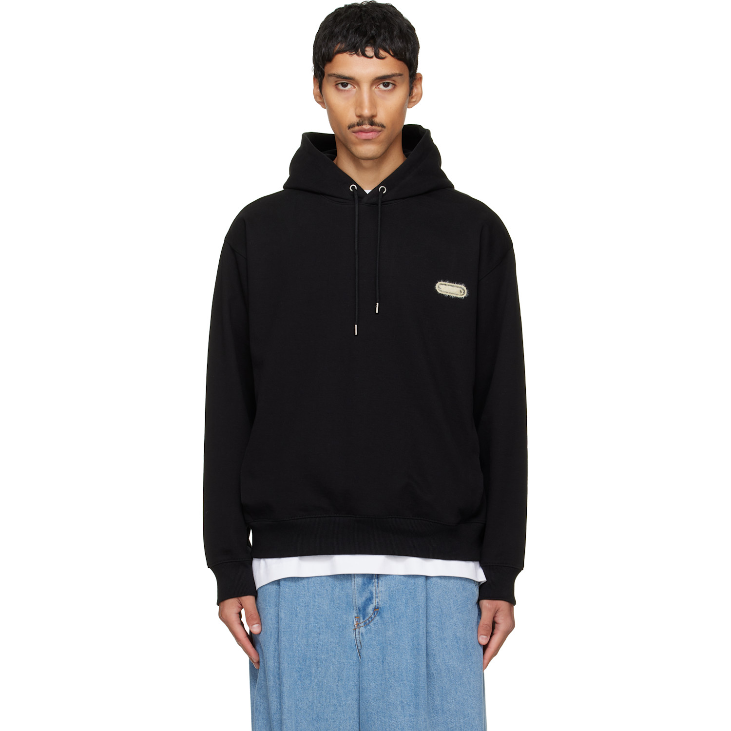 Black Flocked Hoodie