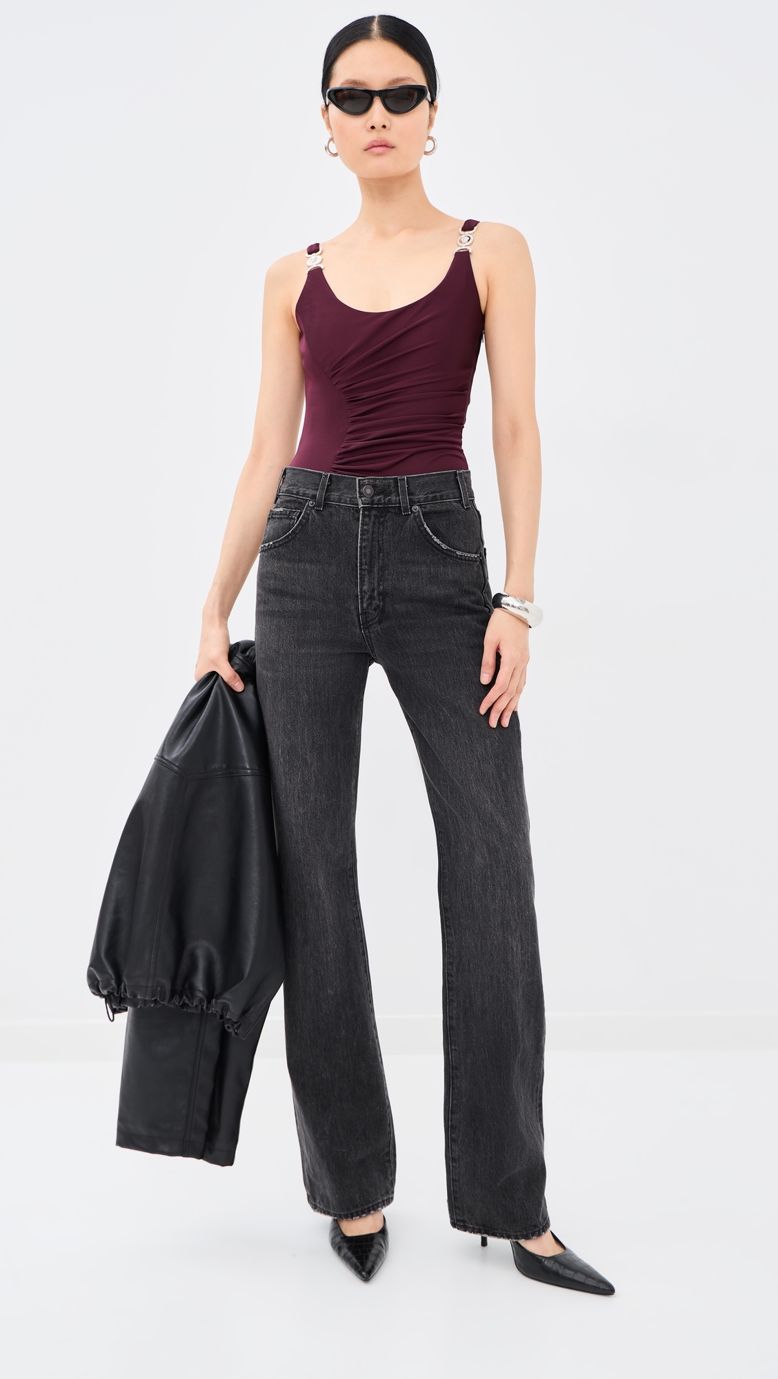 Ruched Bodysuit Burgundy