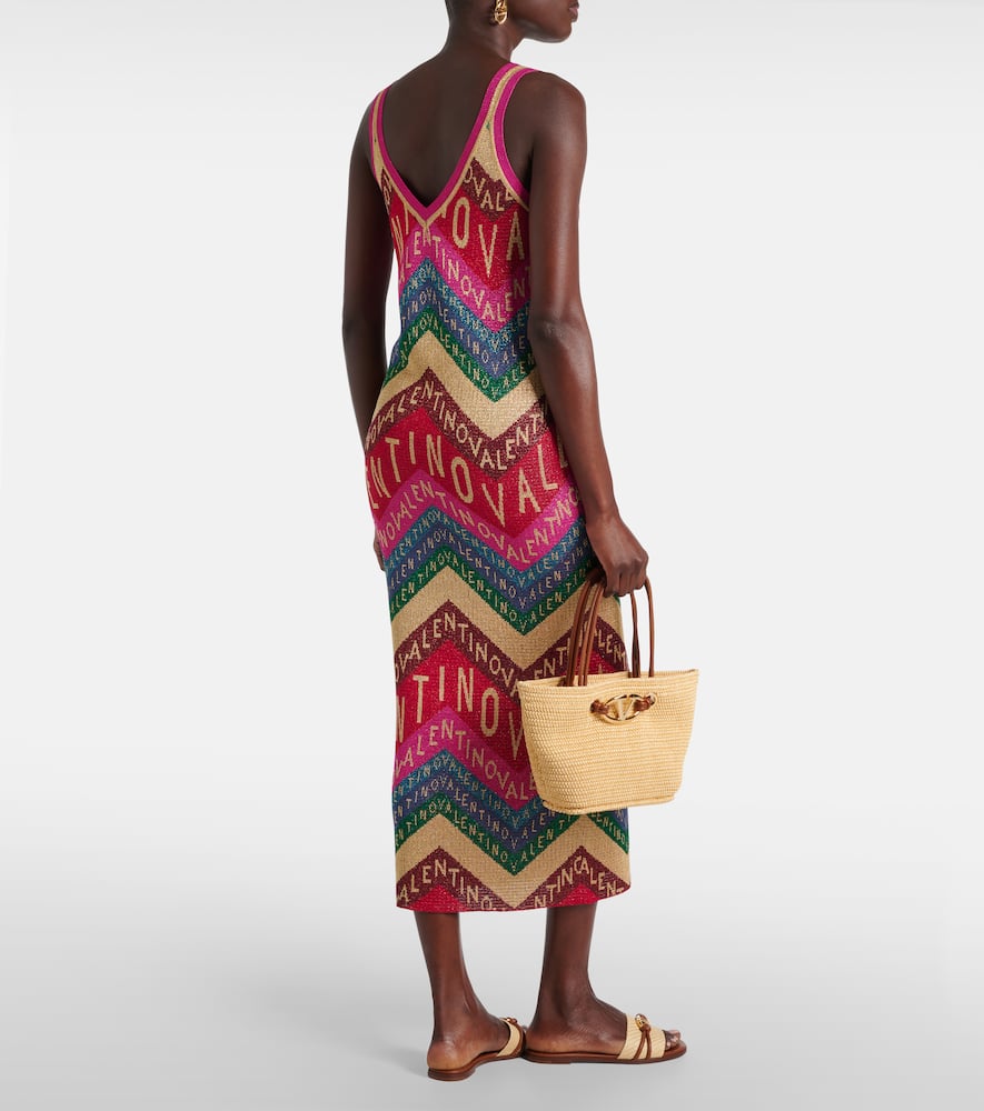 Logo knitted jacquard midi dress