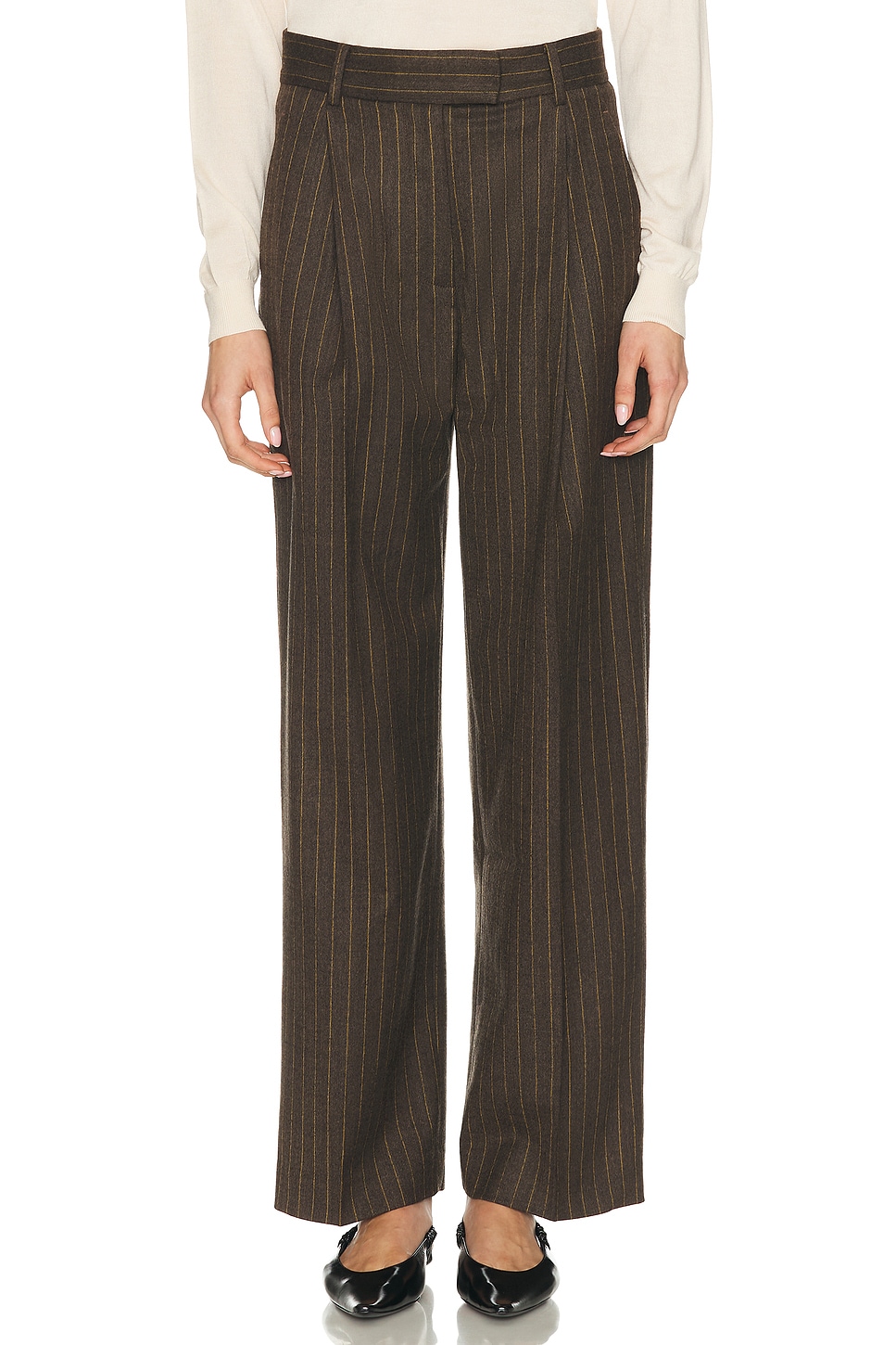 RENGGLI Pinstripe Trouser in Pebble & Jade - Grey. 12 also in