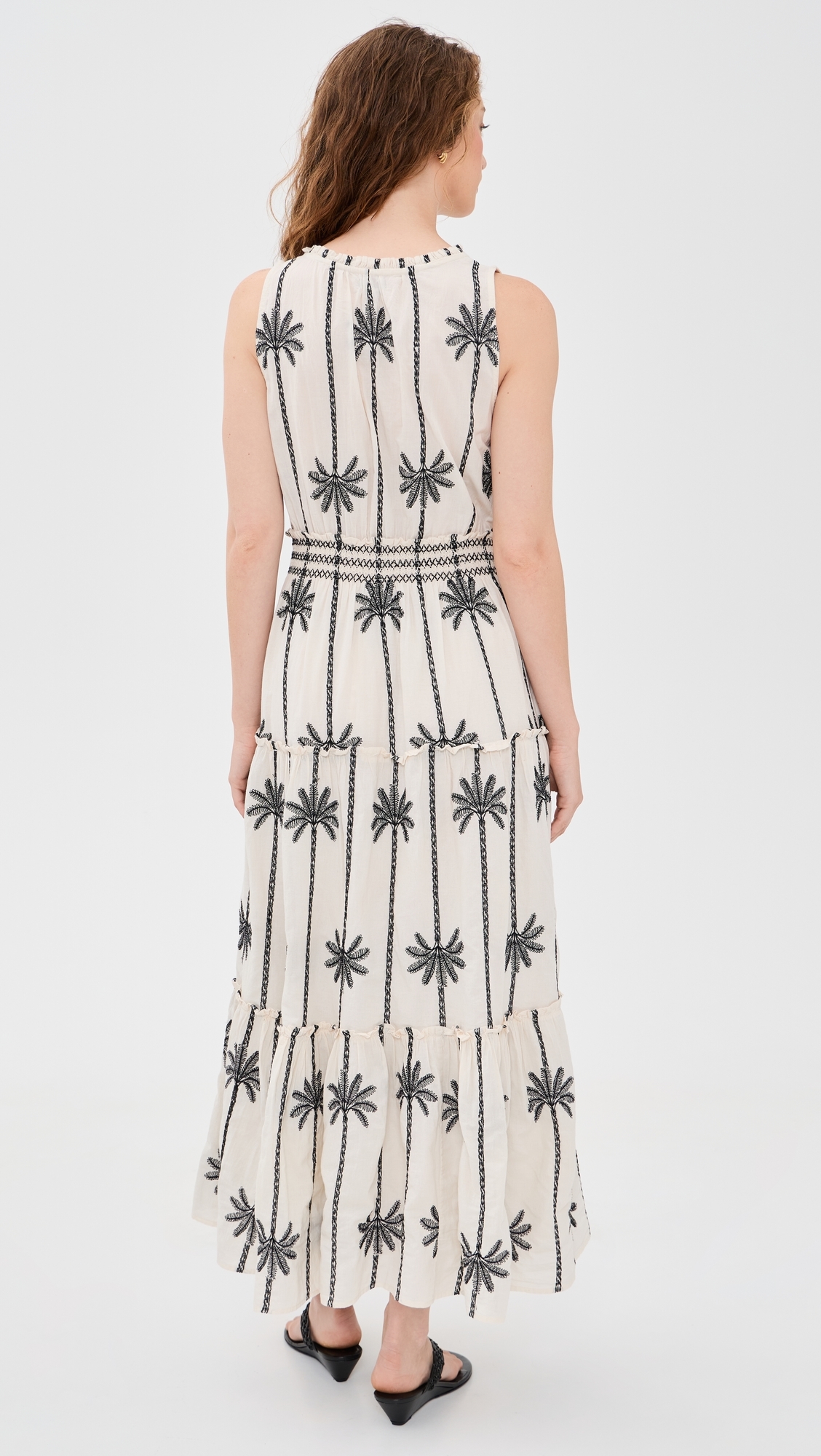 Loulou Dress Embroidered Palms