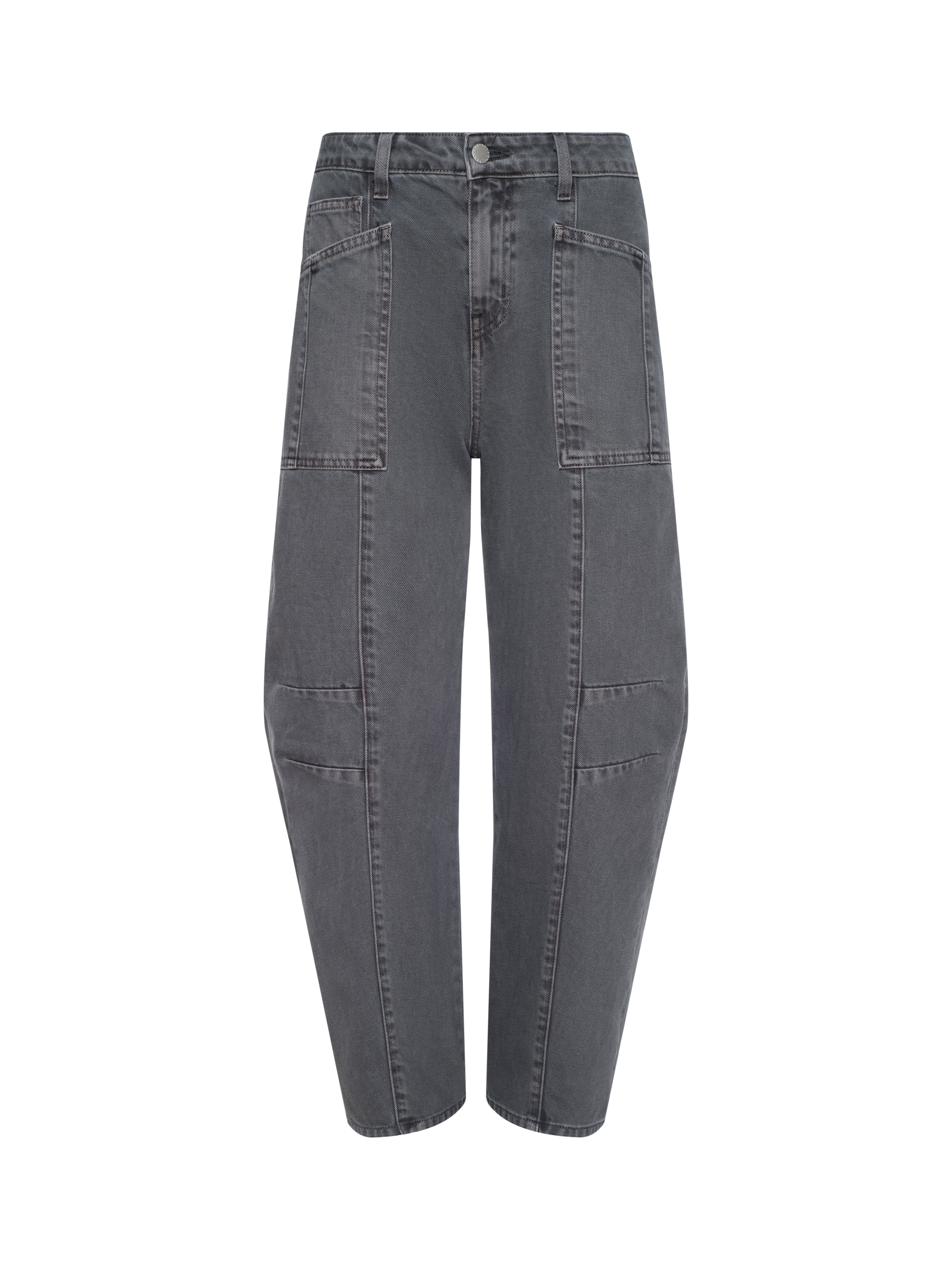 Cody Cropped Barrel-Leg Jean In Medium Grey