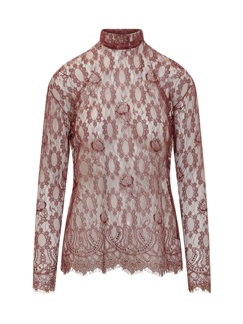 Dolce&Gabbana - high neck long sleeve chantilly lace top
