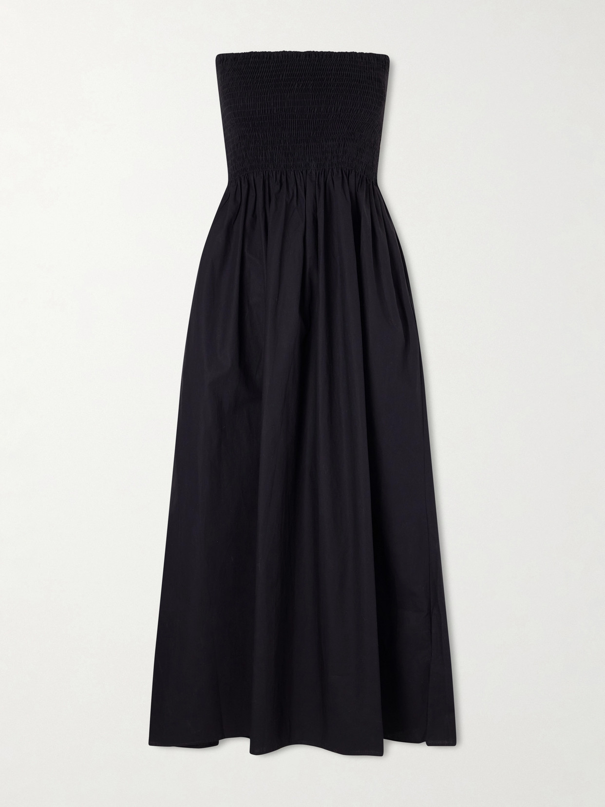 Jamie Strapless Shirred Cotton-poplin Midi Dress - Black