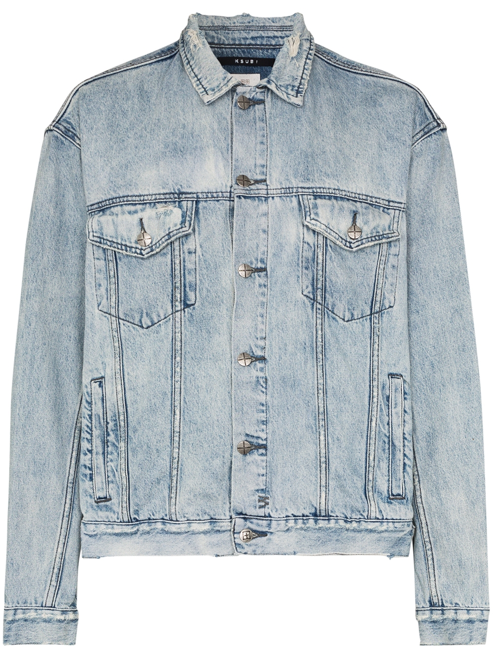 Acid-wash distressed denim jacket - Blue