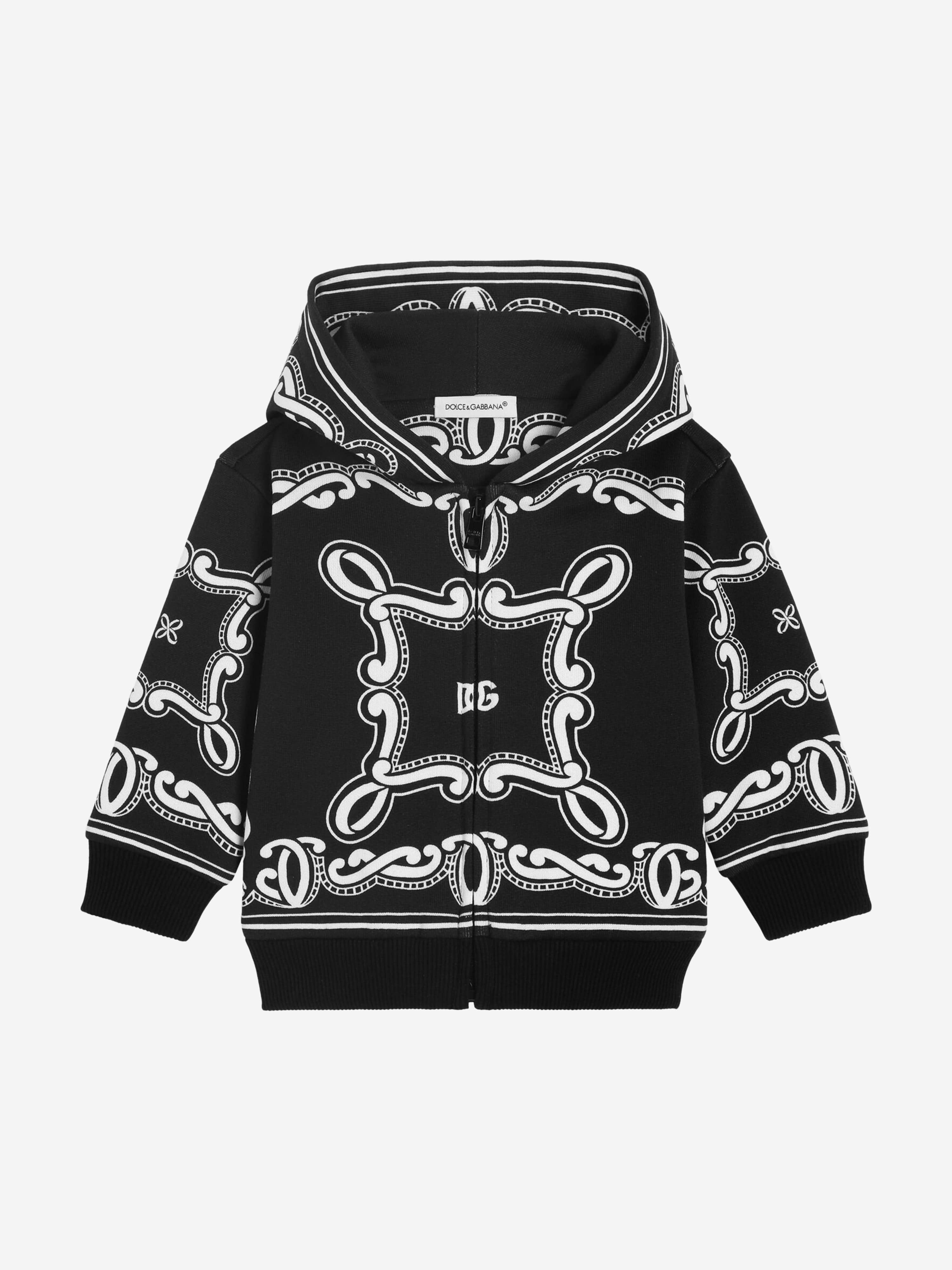 Dolce & Gabbana Baby Boys Bandana Print Zip Up Top in Black 12 - 18 Mths