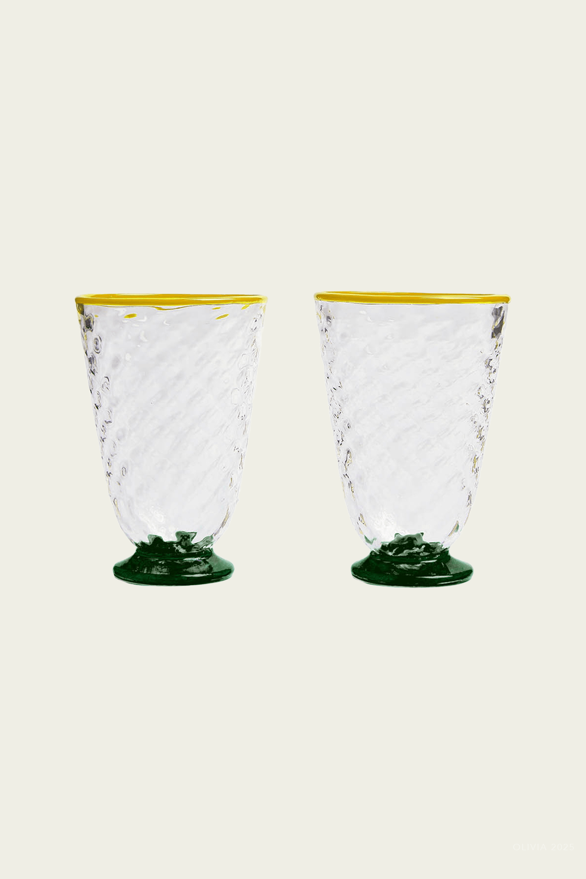 Quilted Glasses Set of 2 in Green