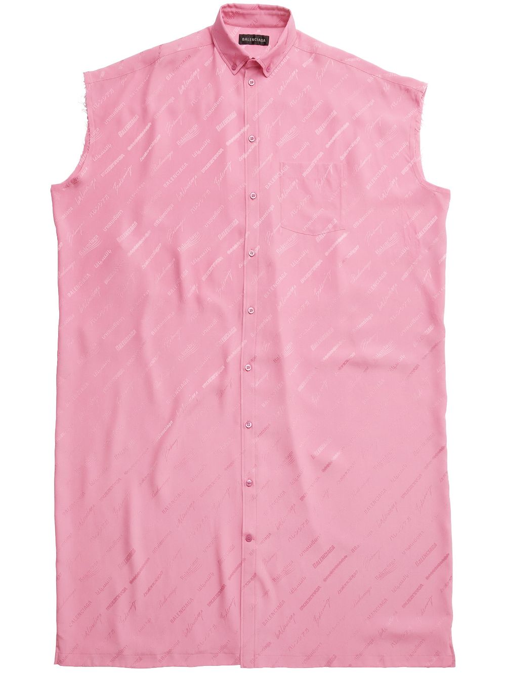 Logo-print silk shirt dress - Pink
