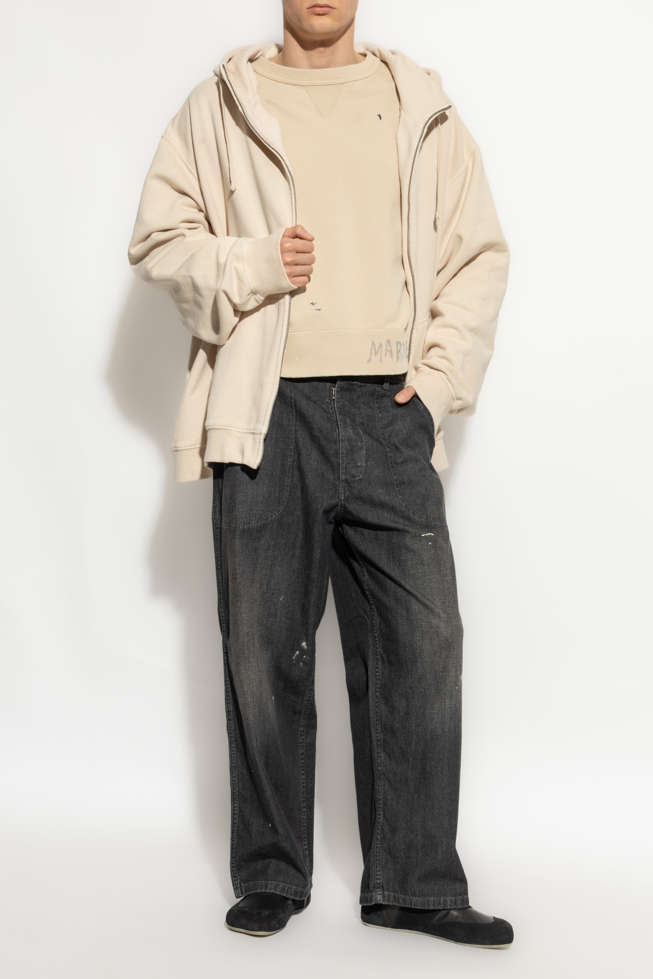 Maison Margiela Sweatshirt With Paint Splatter Effect, Men's, Beige