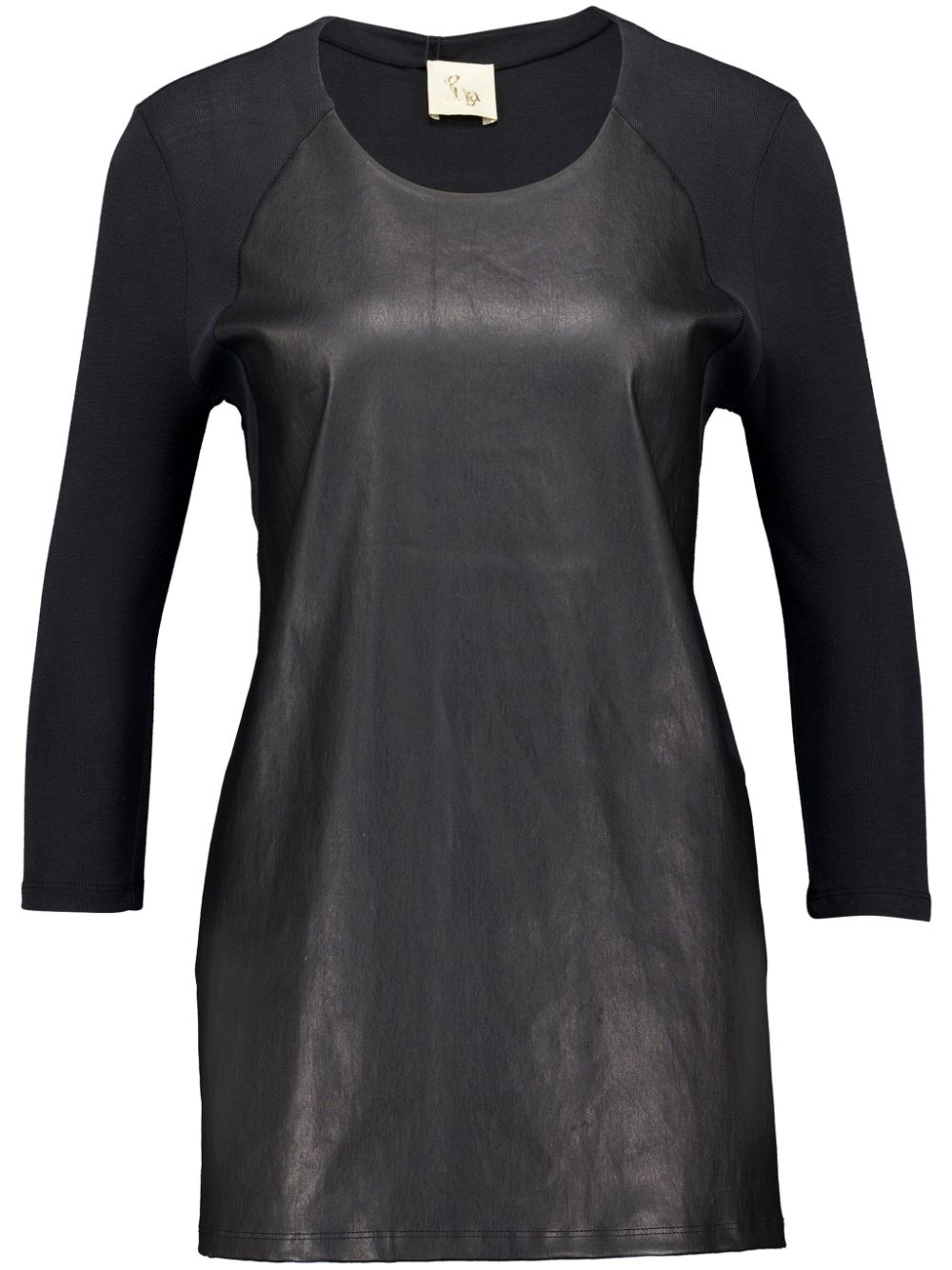 Leather long-sleeve t-shirt - Black
