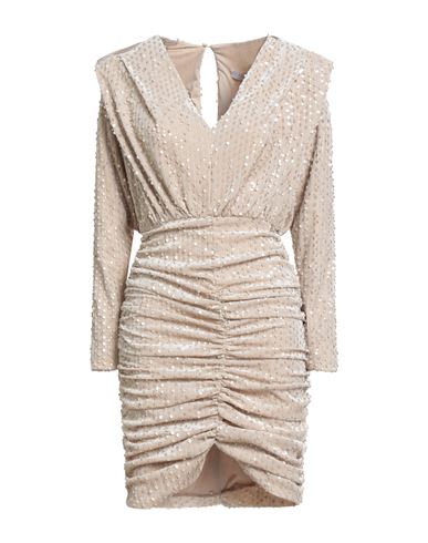 Woman Mini dress Cream Size 6 Polyester, Elastane