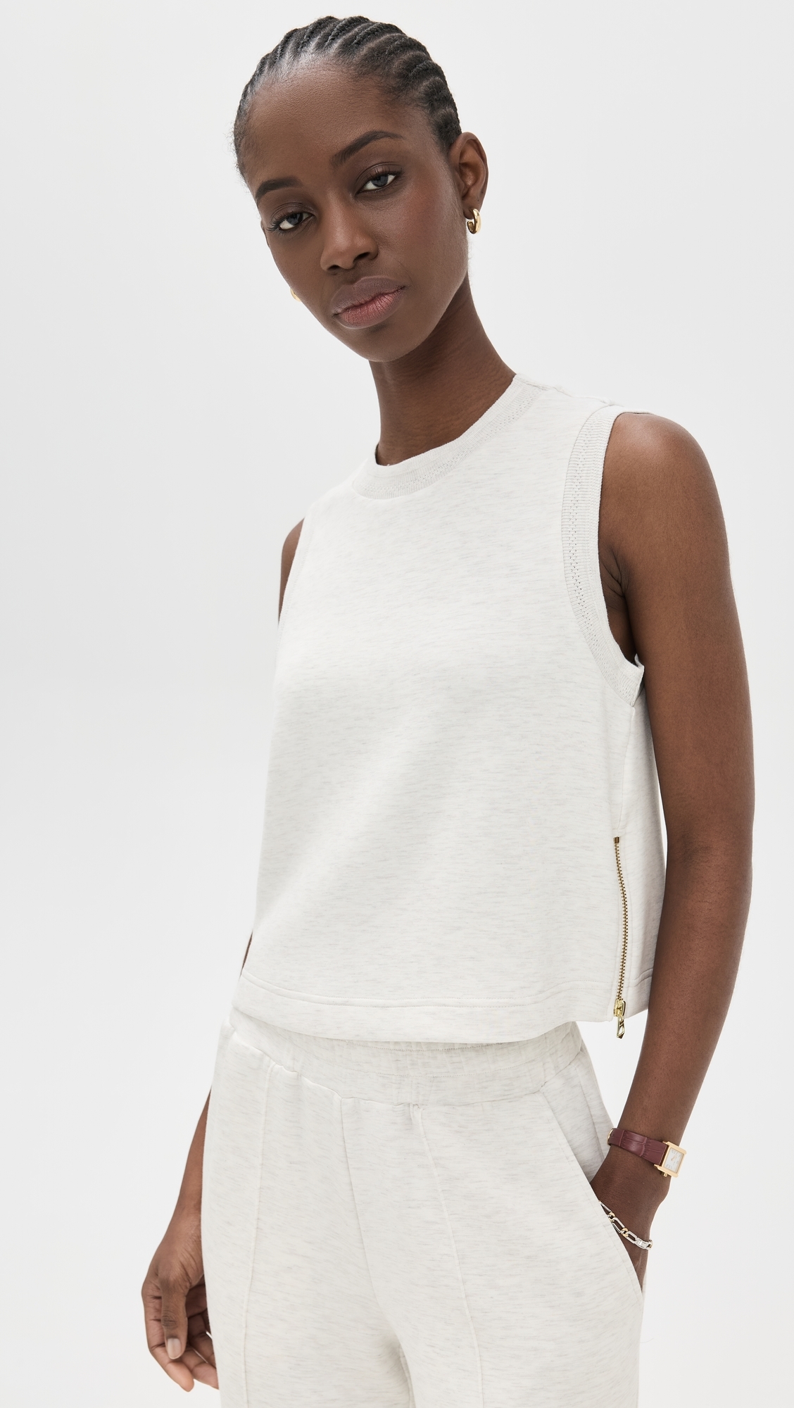 Shea Crop Tank Ivory Marl
