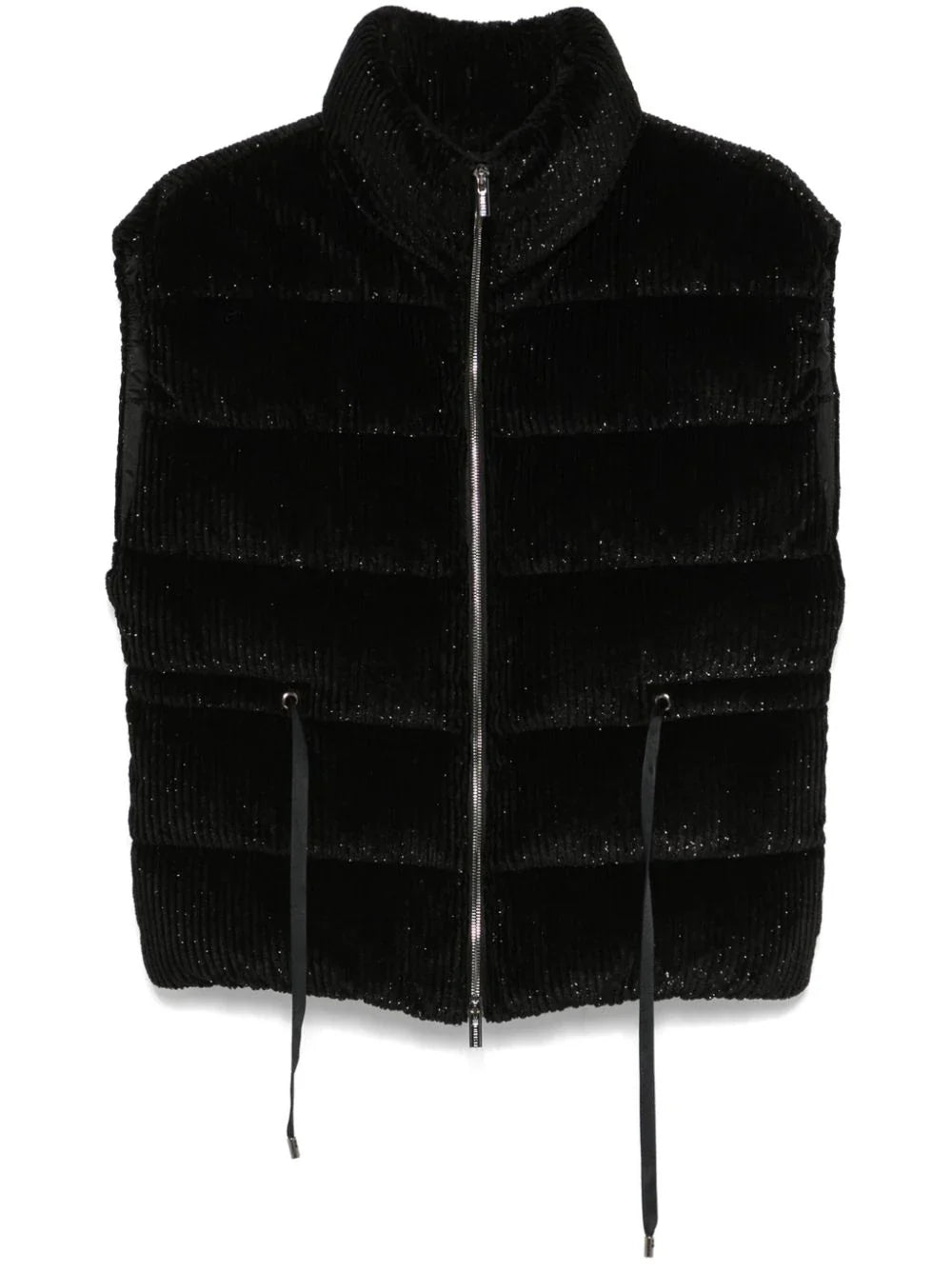 Corduroy Quilted Gilet — Black