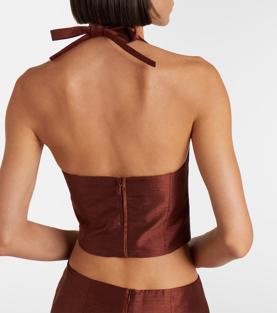 Embellished halterneck crop top