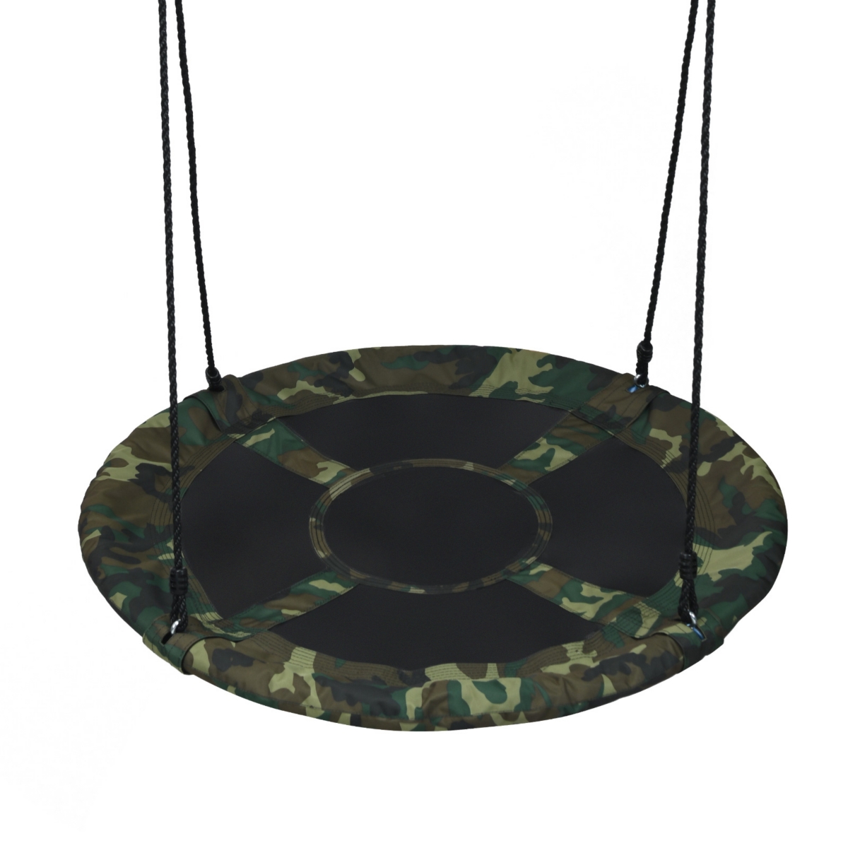 40 Inch Flying Saucer Tree Swing Outdoor Play Set with Adjustable Ropes Gift for Kids - Camouflage Green