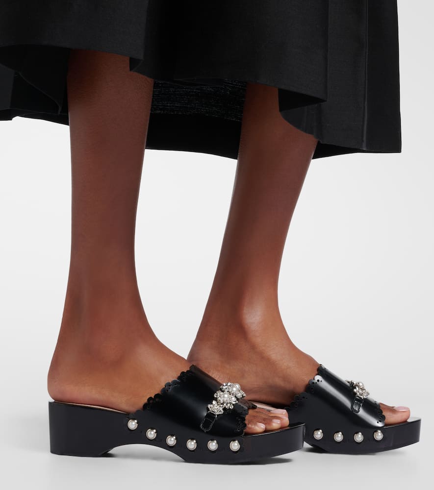 Embellished leather clogs