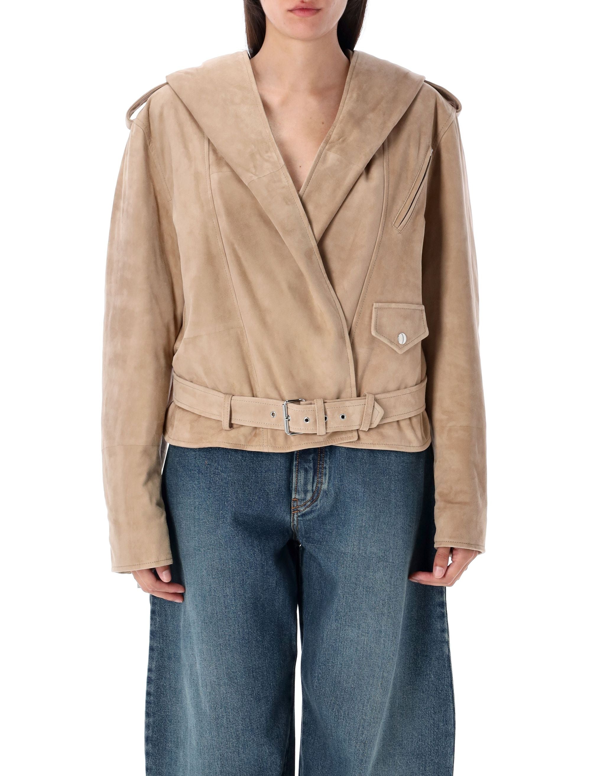 Full-Coverage Hooded Biker Jacket Size 38