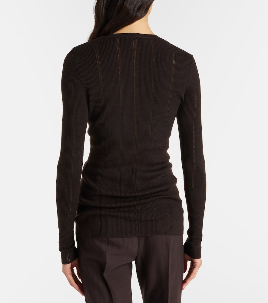 Lillian rib-knitted wool cardigan