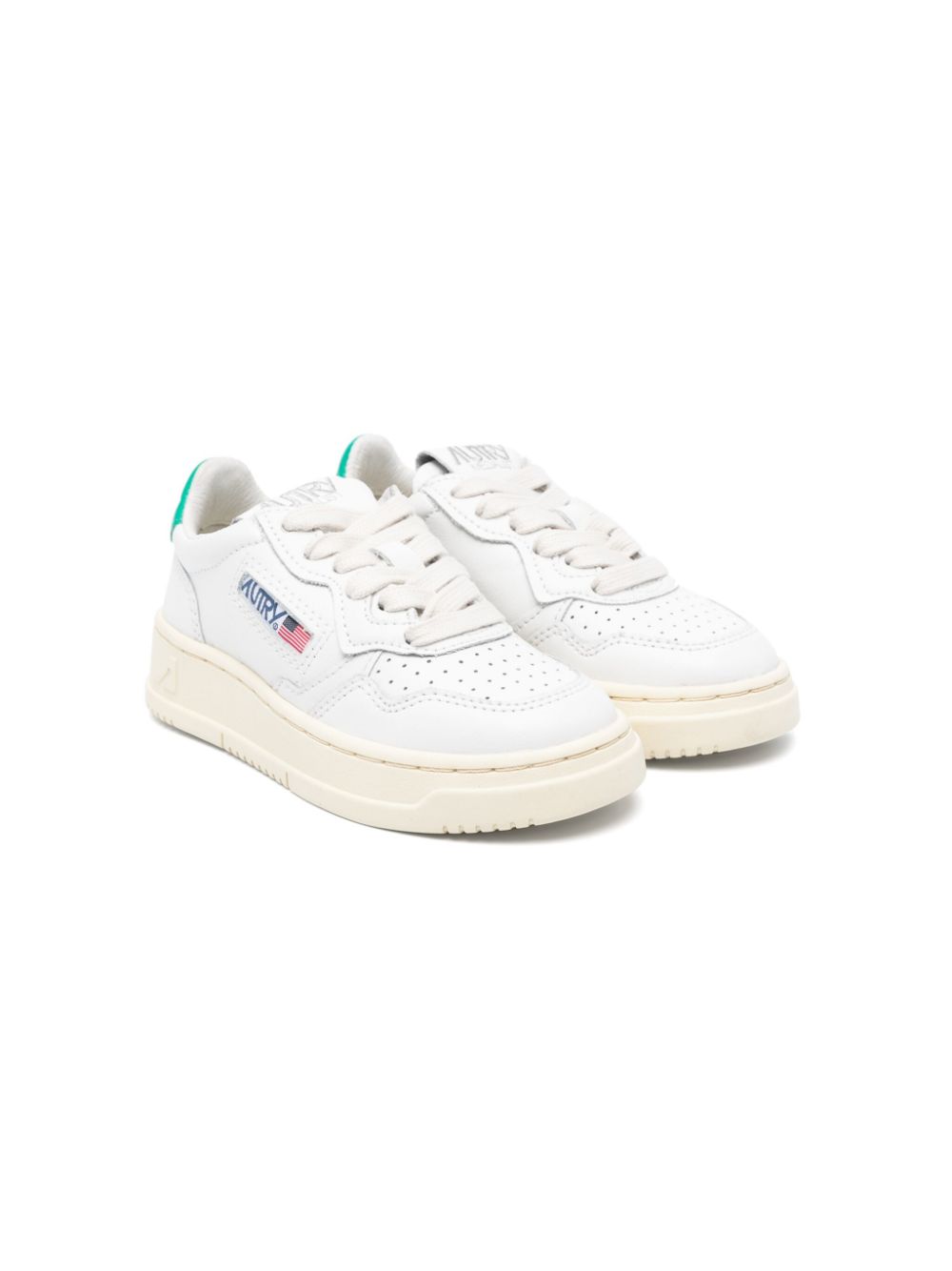 Logo-patch leather sneakers - White