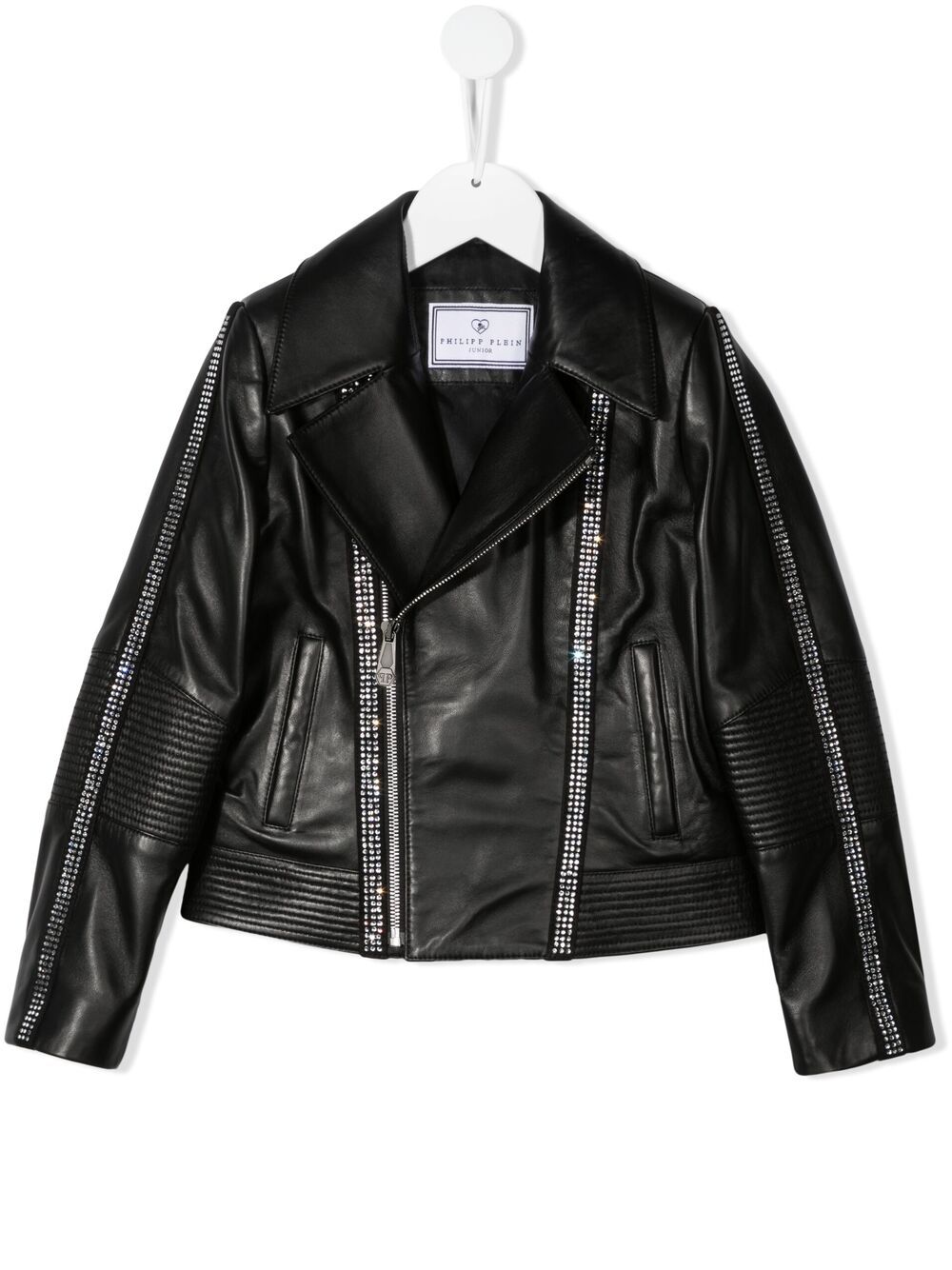 Logo zipped biker jacket - Black
