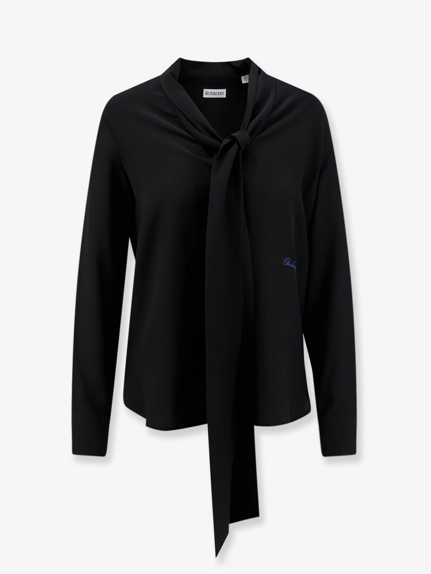 Silk Bow-Neck Shirt — Black