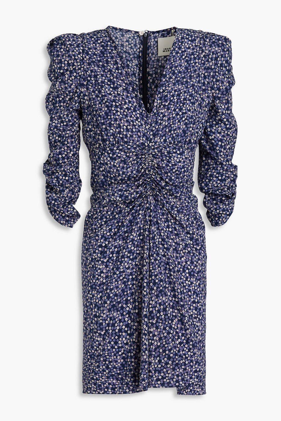 Alinizia ruched printed stretch-silk mini dress - Blue - FR 40