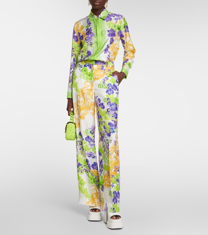Floral silk pants
