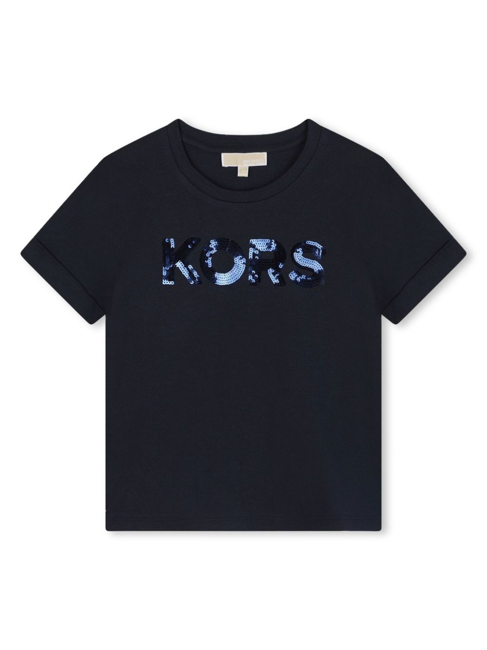 Sequinned-logo cotton T-shirt - Blue