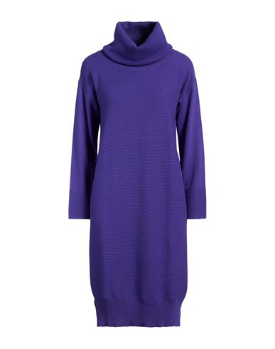 Woman Mini dress Purple Size 10 Merino Wool, Viscose, Cashmere