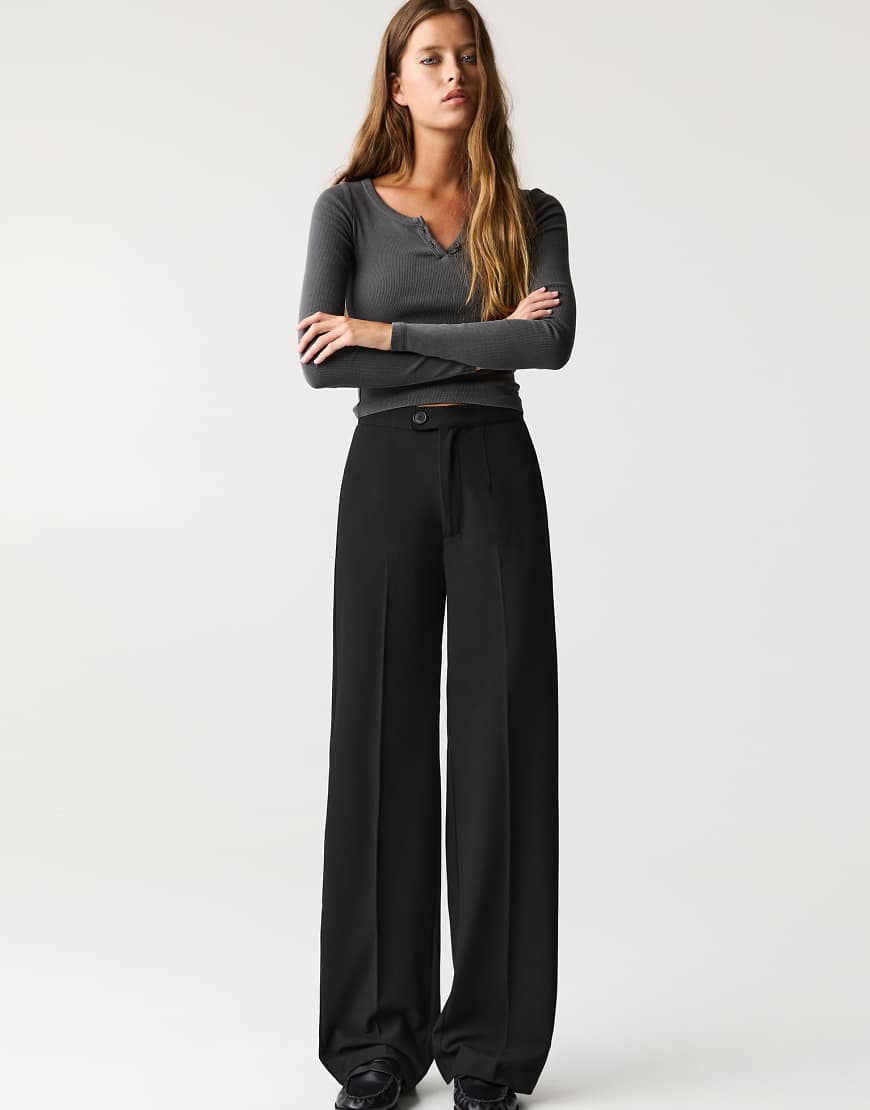 High waist smart trousers in black