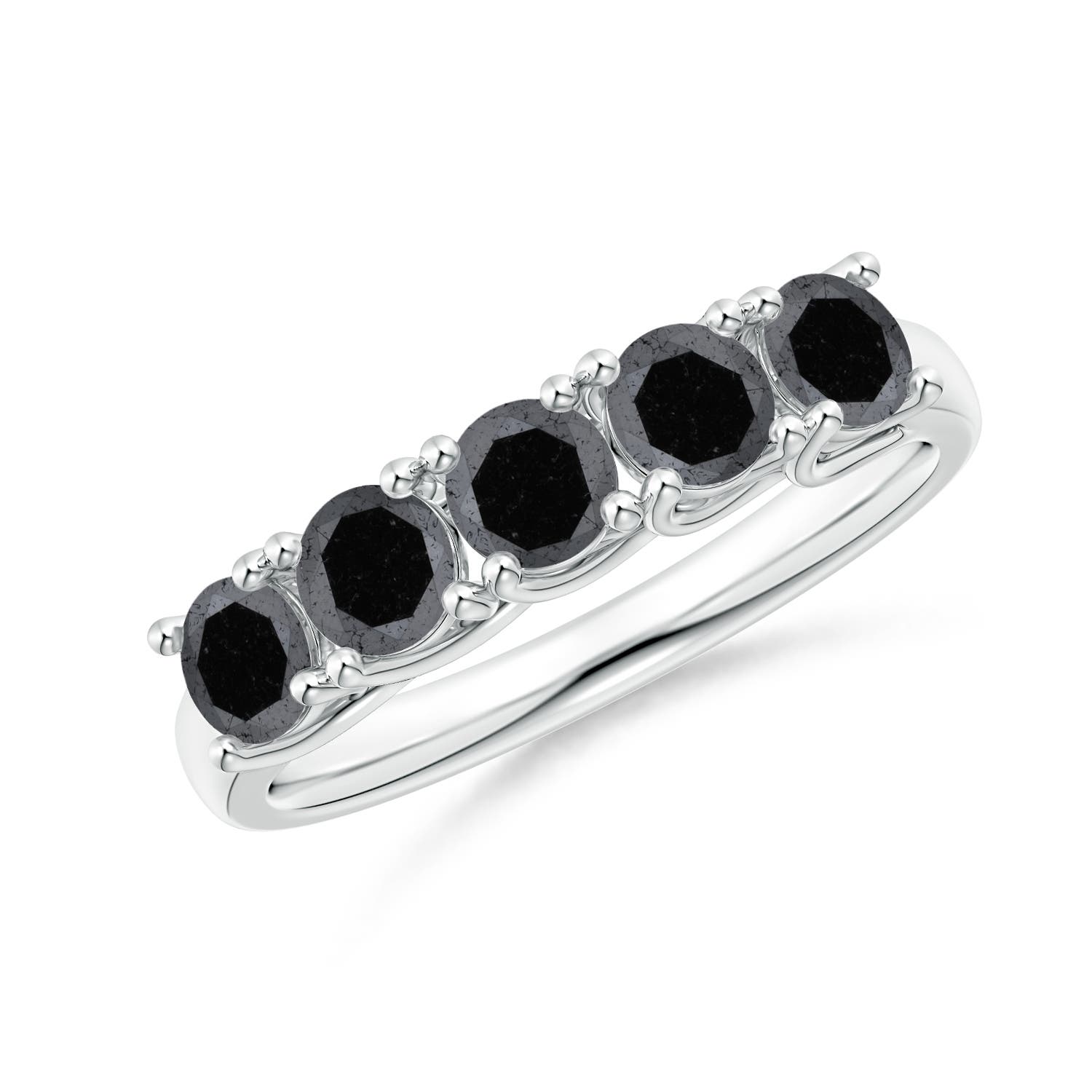 Angara 1.65 Carats Half Eternity Five Stone Enhanced Black Diamond Wedding Ring in Platinum