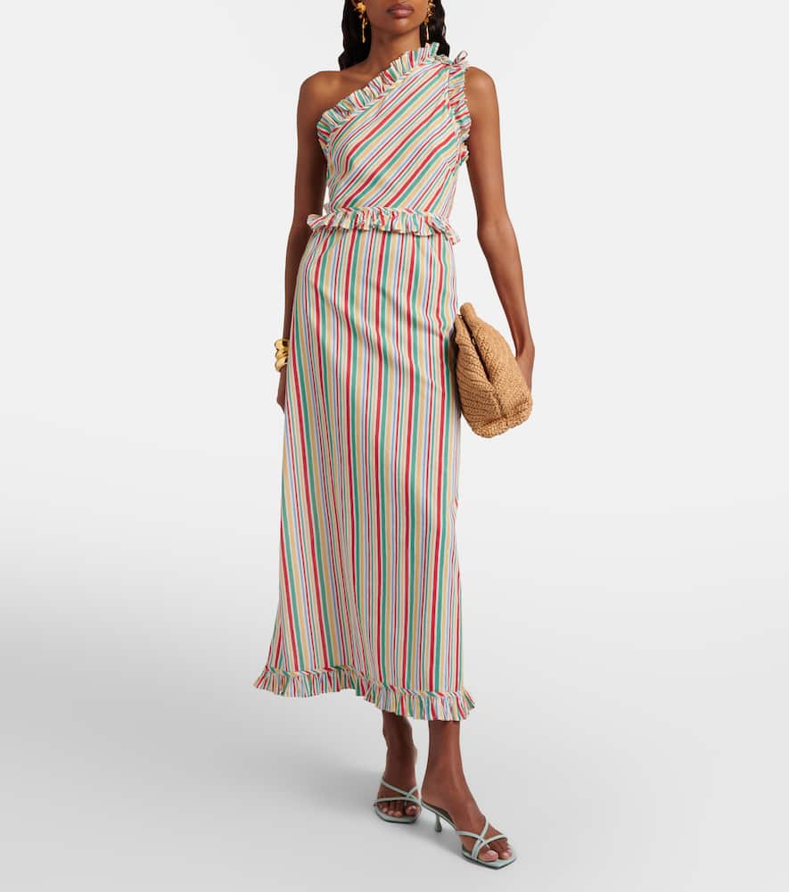 Arabelle striped cotton midi dress