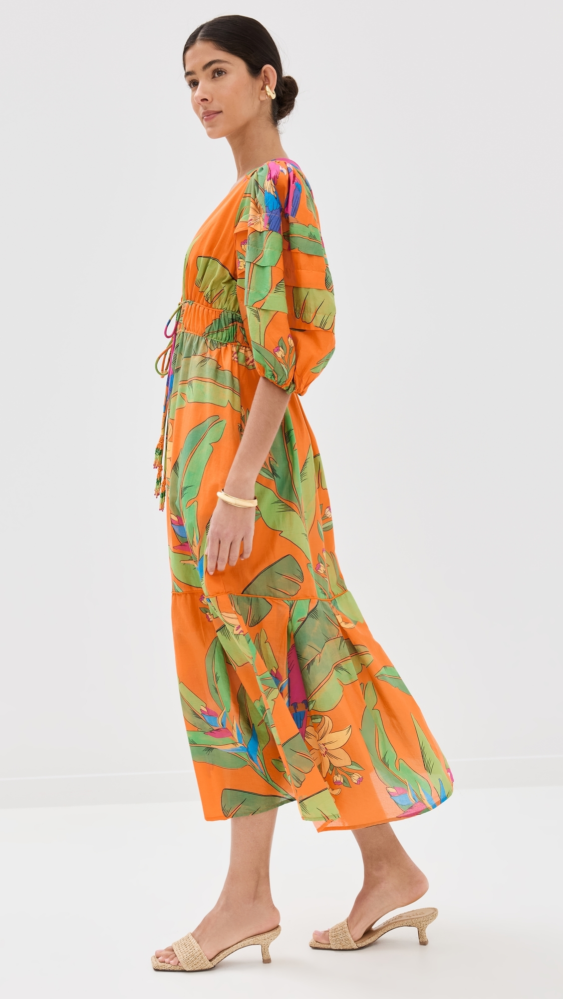 Fresh Macaws Orange Midi Dress FRESH MACAWS ORANGE