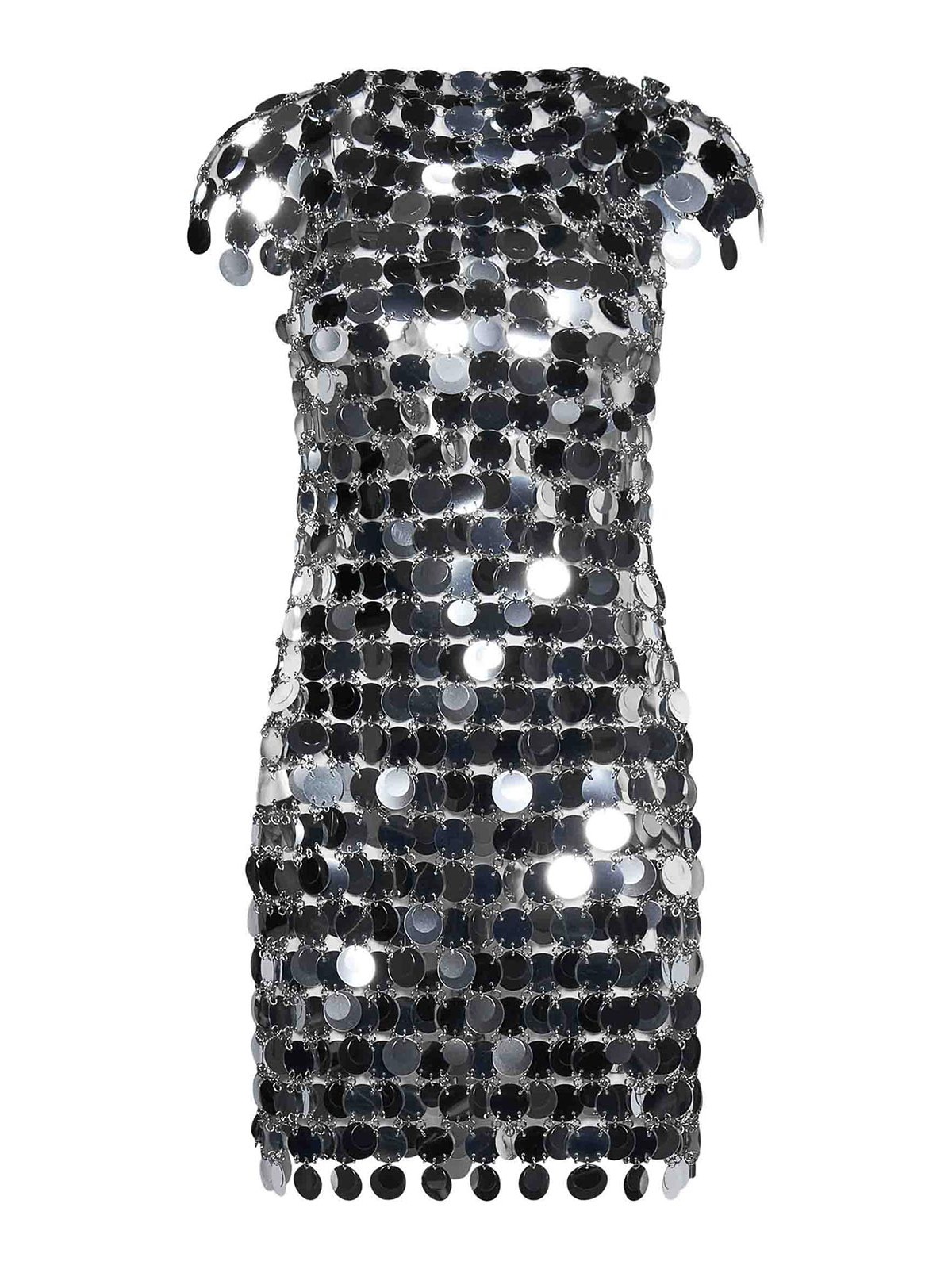Silver Mirror-Effect Mini Dress