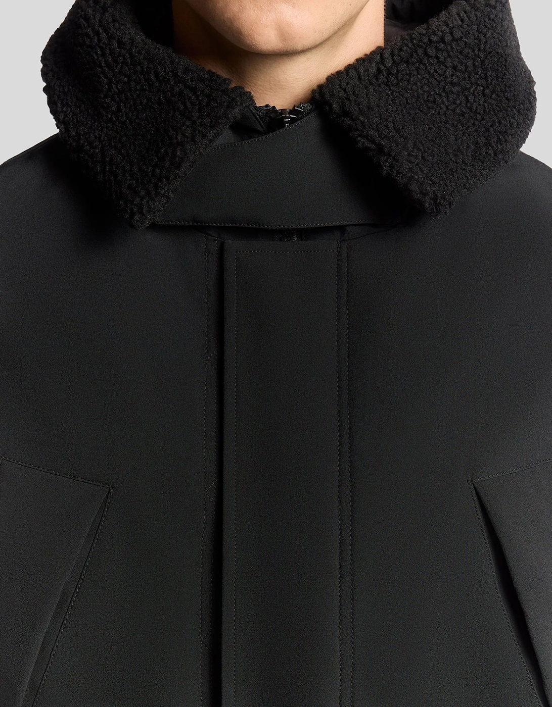 Lyle And Scott Men's Heavyweight Faux Shearling Collar Parka - Black - : 44/Regular