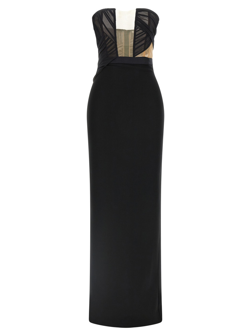 Corsetted Draped Maxi Dress