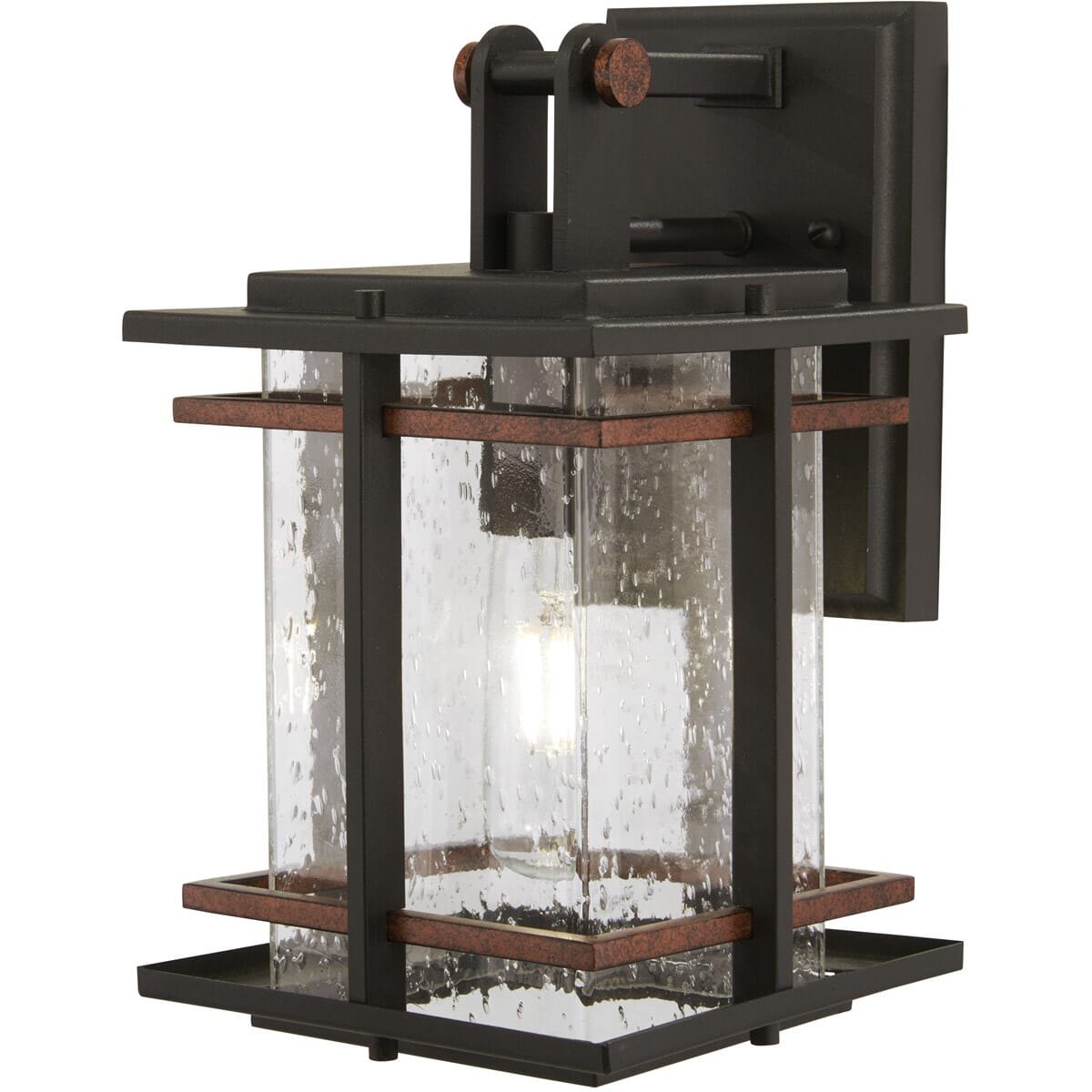 San Marcos Outdoor Wall Light in Black with Antique Copper Accent