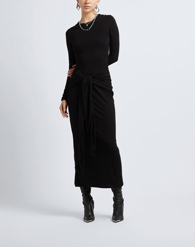 Viscose Draped Front Maxi Dress Woman Maxi dress Black Size XS Viscose, Elastane