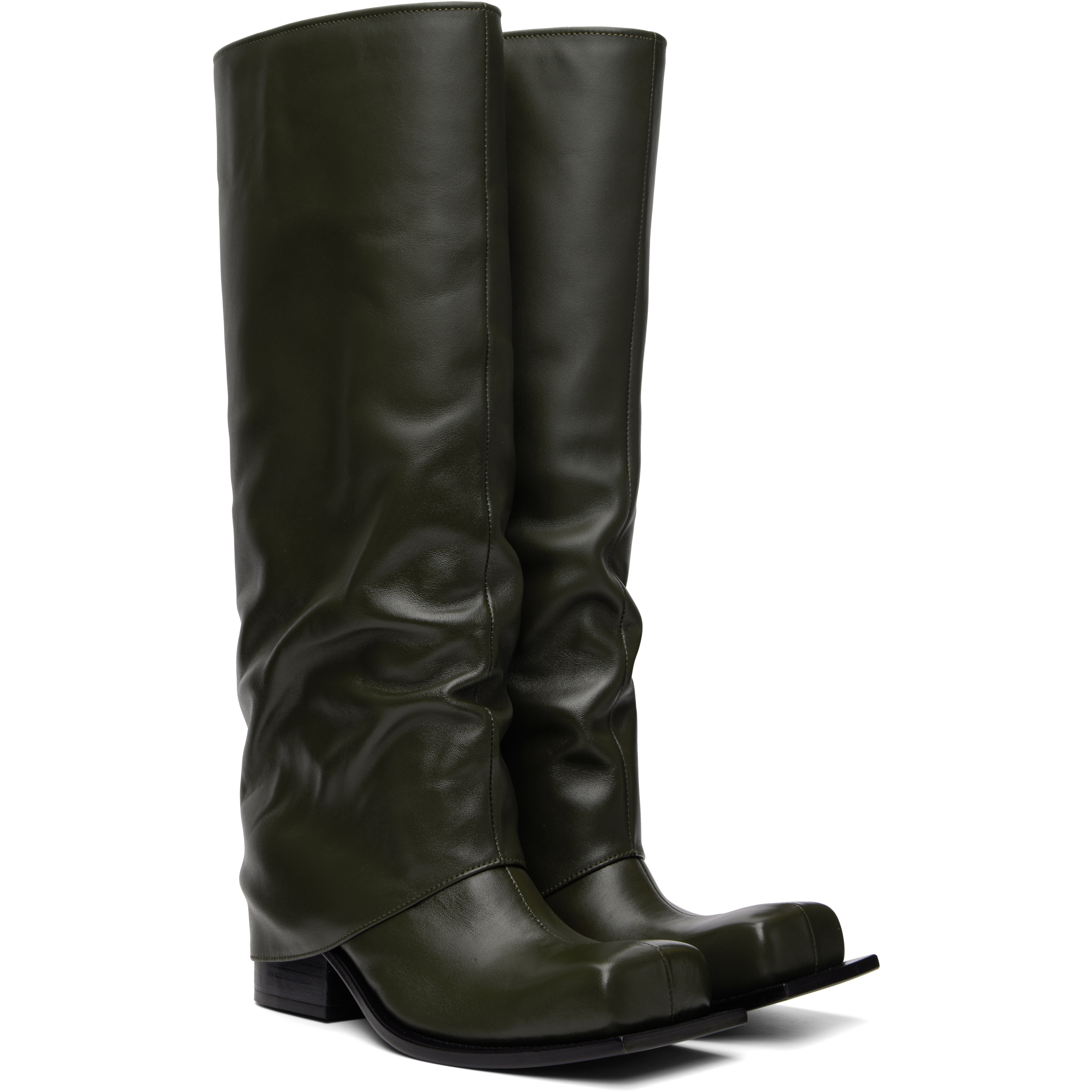 Khaki Havva Chunky Heel Tall Boots