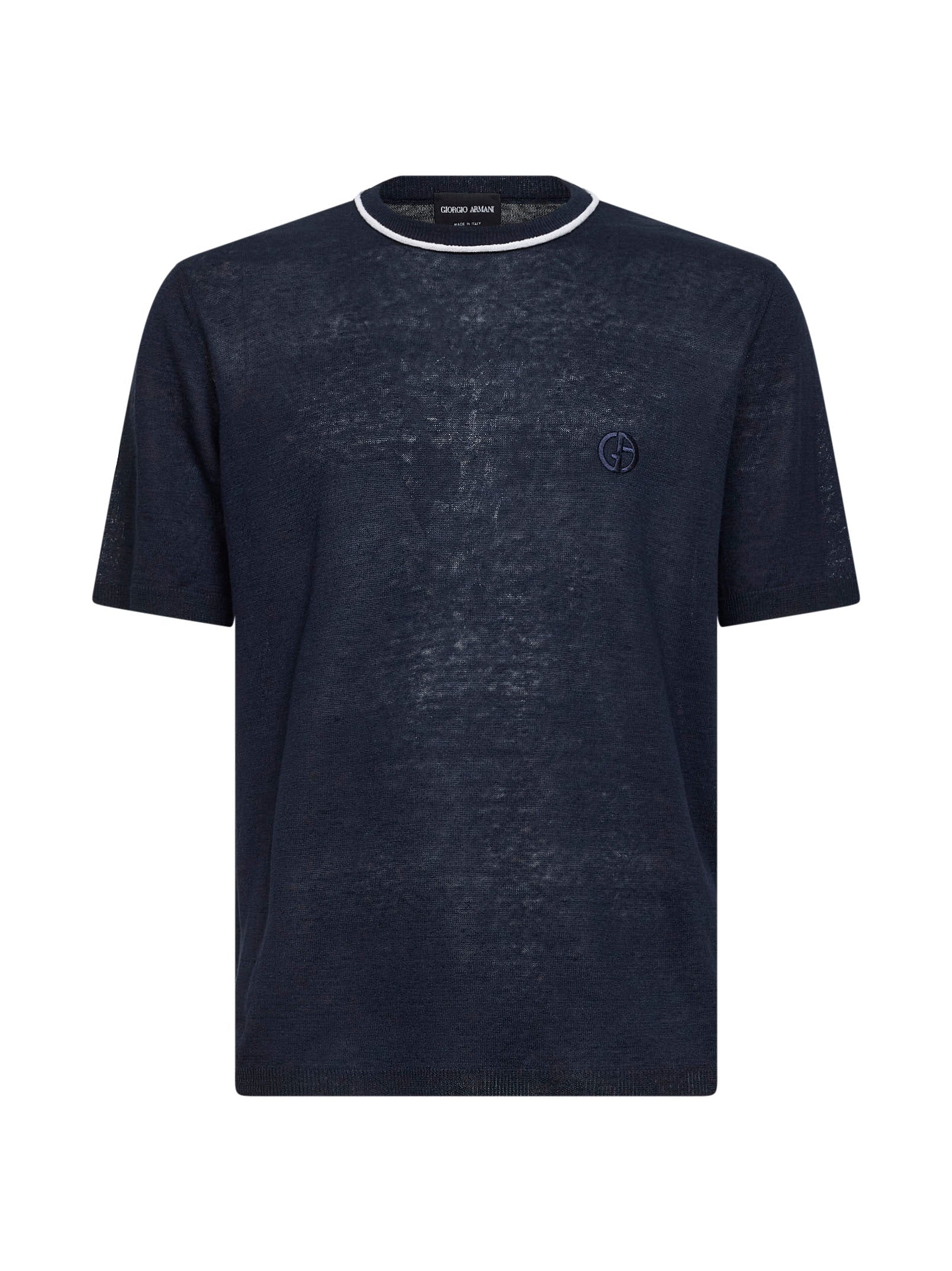 Linen-Silk Blend Crewneck Sweater — Navy