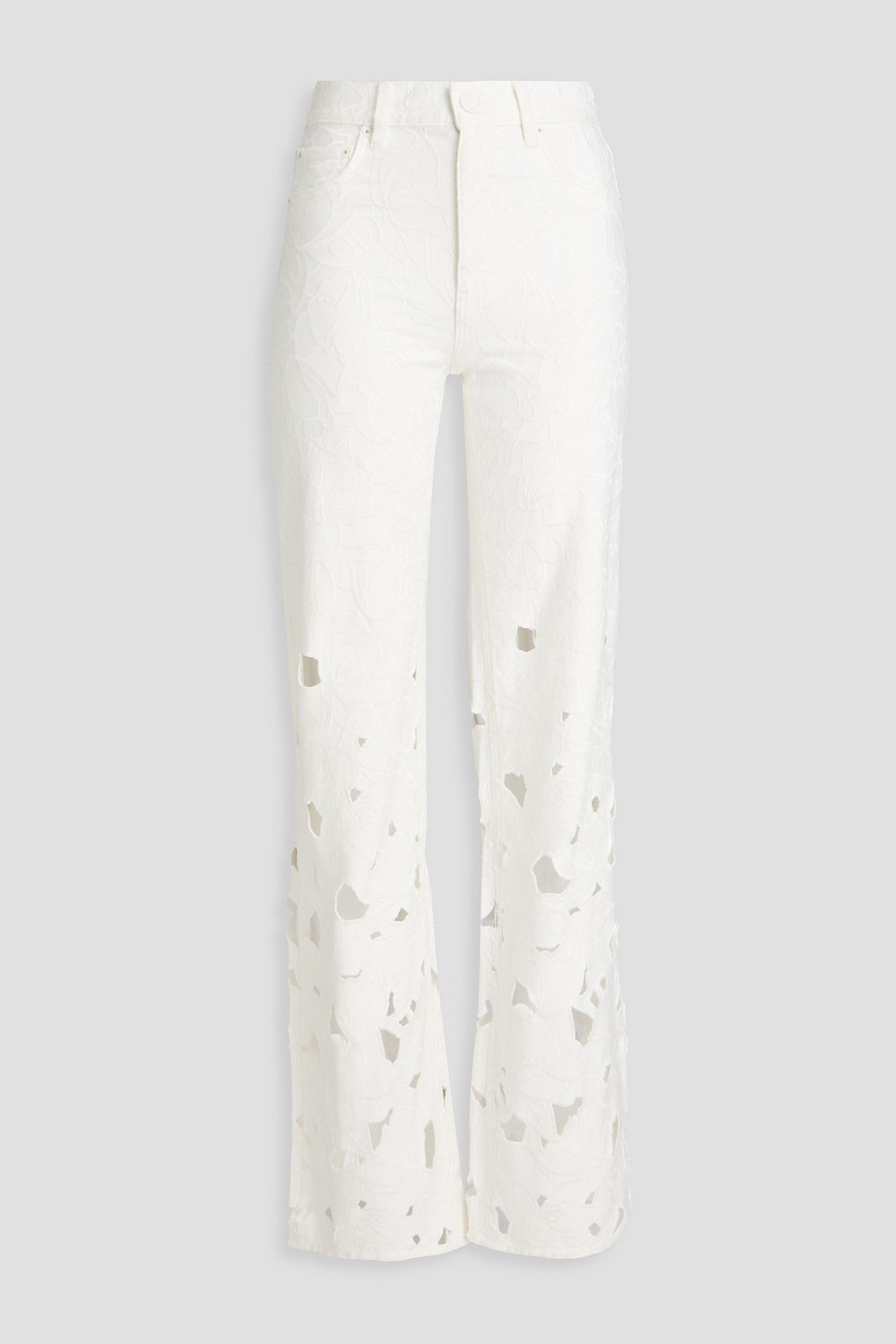 Alice Olivia - Weezy high-rise broderie anglaise jeans - White - 25