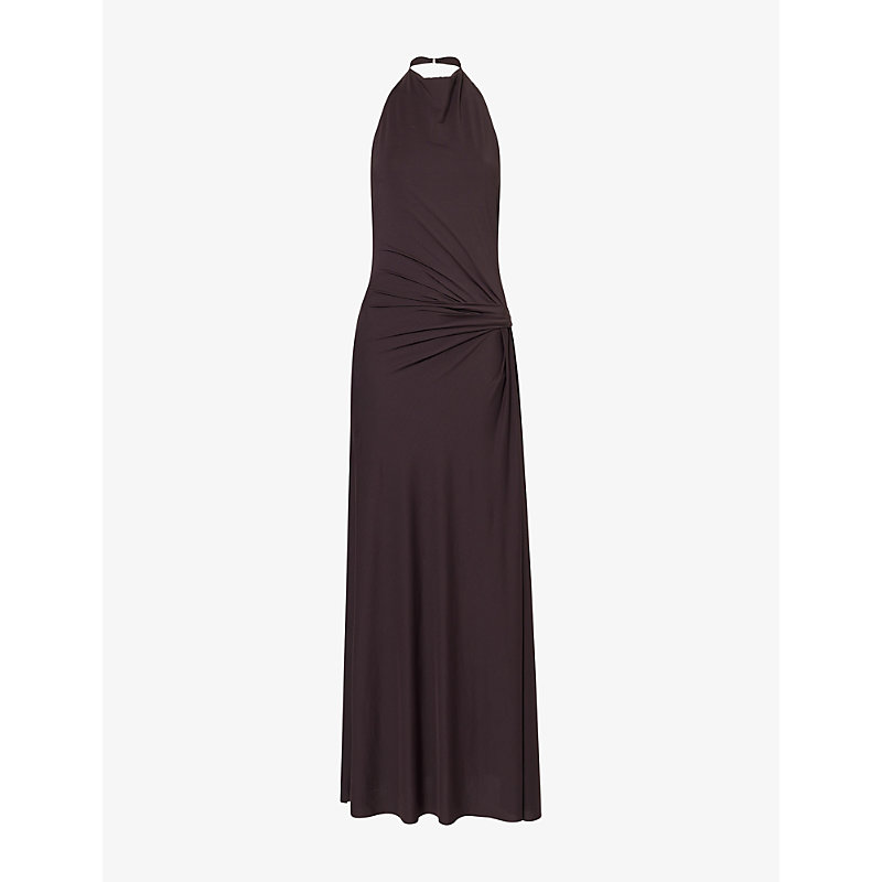 Womens Court Halterneck Stretch-Jersey Maxi Dress