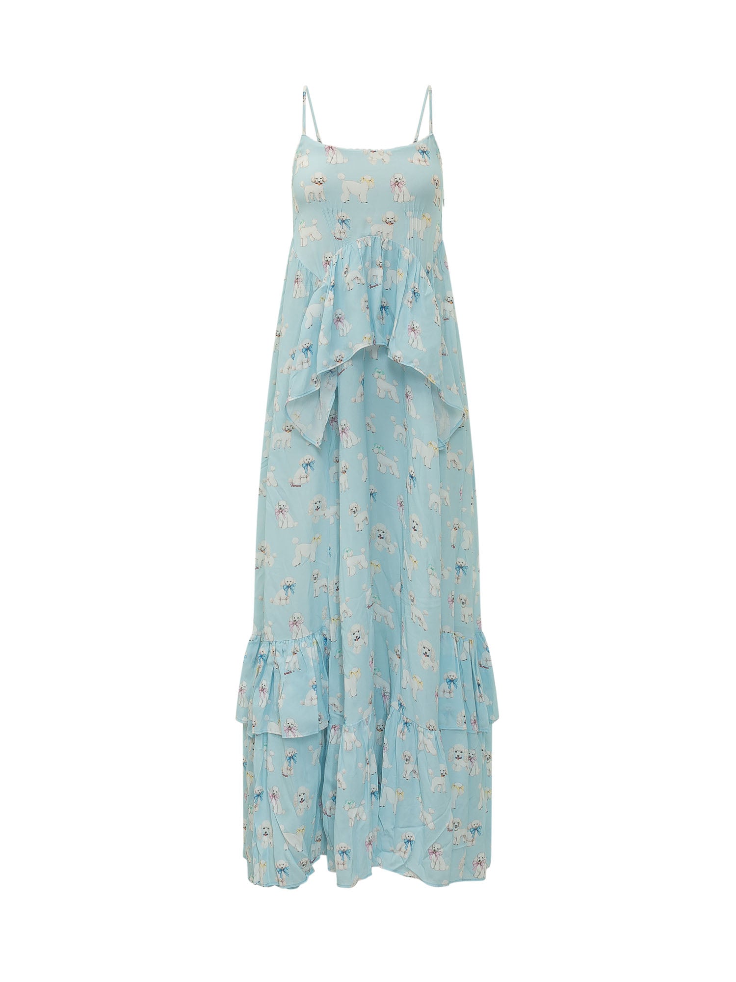 Artistic Long Dress with Dog Print