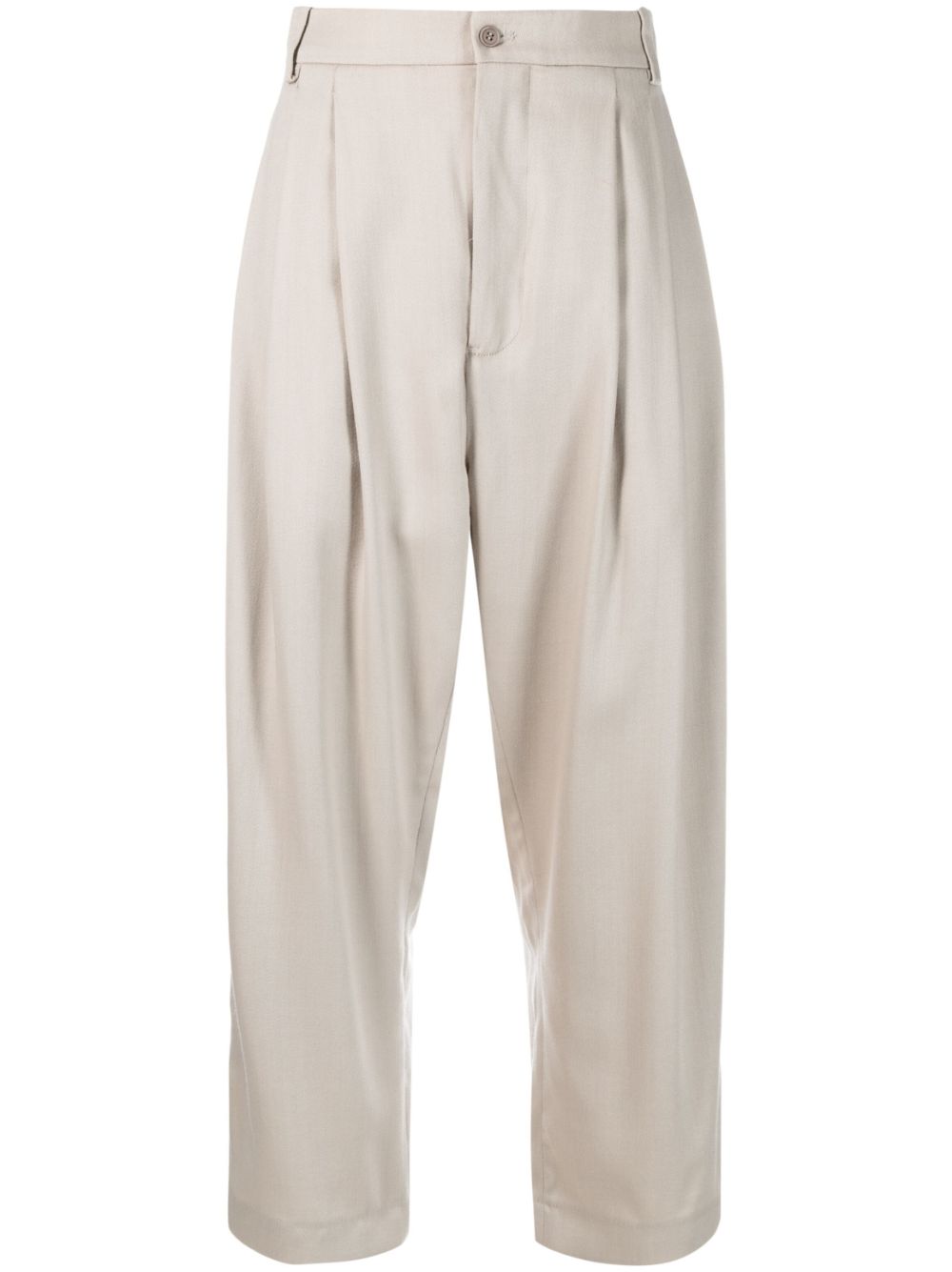 High-waisted cropped trousers - Neutrals