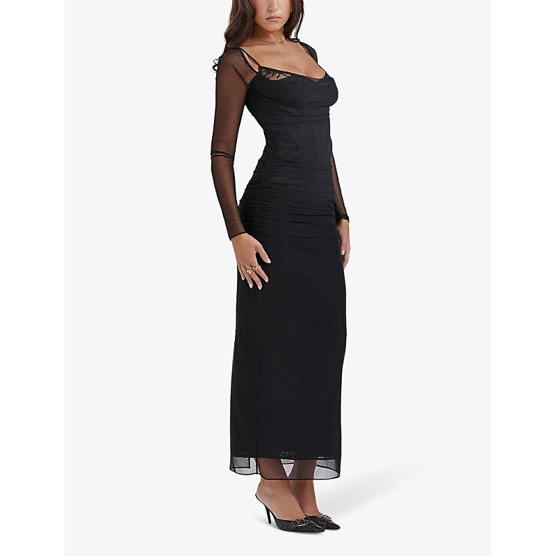 Womens Black Katarina Corseted Stretch-woven Maxi Dress